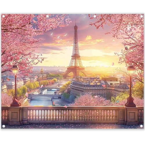 Fondo fotográfico tela 10x8ft con diseño Torre Eiffel