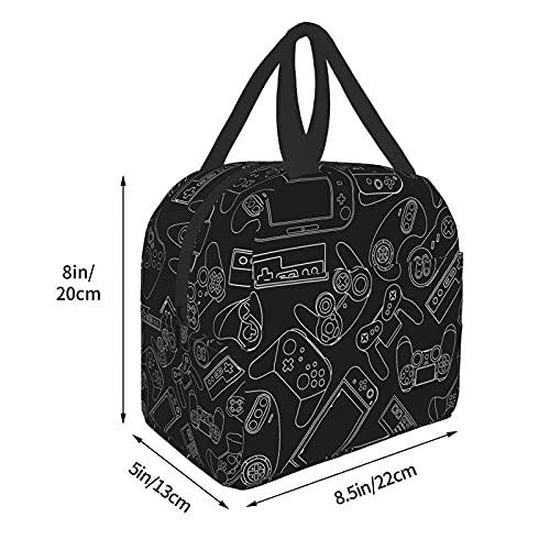 Duduho Video Game Pattern Lunch Bag Compact Tote Bag Reusable Lunch Box Container For Women Men School Office Work #TOP1