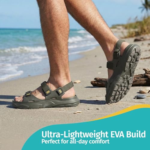 Image of YOHO Trailmark Sports Sandals for Men|Thick Sole for Shock Absorption,Adjustable Strap,Comfortable & Lightweight|Stylish Floaters for Outdoor Casual Wear Footwear - OG