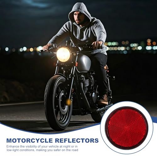 Image of PATIKIL Round Rear Reflectors, 10 Pcs Safety Reflective Warning Reflector Plastic Universal Motorcycle Reflector with M6 Screw Mount for Car Motorcycle Trailer Bike Bicycles Dirt, Red