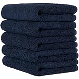 【Amazon.co.jp限定】タオル研究所 [毎日シンプル] #001 フェイスタオル スペースネイビー 5枚セット 高速吸水 速乾 耐久性 人気 [毛羽レス] 【選べる7色】 Japan Technology