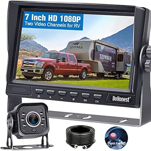 Reversing Camera HD 1080P 7'' Screen Monitor Kit Infrared Night Vision Waterproof Metal Rear View Cam for Van Motorhome Truck Trailer Bus Agriculture Heavy Transport Parking Assistance DoHonest V22 Cover