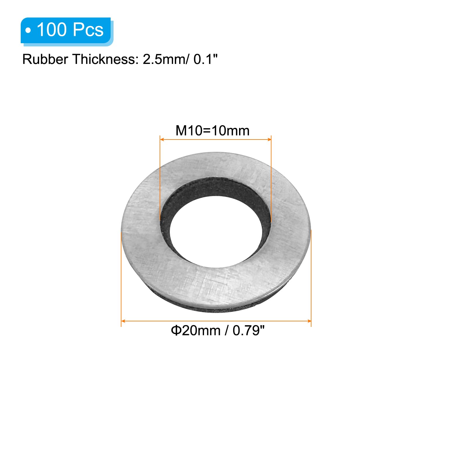 PATIKIL 3/8"x25/32" EPDM Bonded Sealing Washers - Image 2