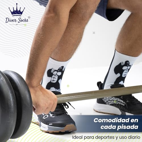 DIVER SOCKS Calcetines Deporte Hombre: Calcetines para Running, Ciclismo, Crosstraining, Padel y Gimnasio -Calcetines hombre divertidos con diseños unicos para Atletas - Talla unica 40-46 - imagen 5