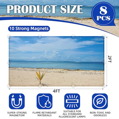 Image of ANGSYLTH 8 Pcs Fluorescent Light Covers - 4 x 2 Feet Covers for Ceiling Lights, 8 x 10 Magnetic Light Filters for Classroom, Office, Hospitals (Summer - Beach)