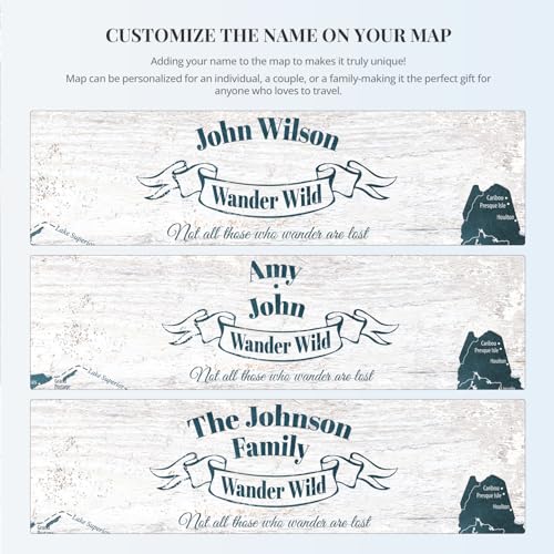 Image of IPIC - Custom USA Map Wall Art, Push Pin Travel Map with Custom Names to Track Your Travels, Vintage Teal Farmhouse Style Framed Canvas Wall Decor for Home, Office or RV, Ready to Hang