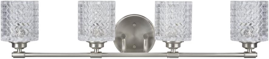 Best Deal Product Aspen Creative 62059, Four-Light Metal Bathroom Vanity Wall Light Fixture, 31 1/2 Wide, Transitional Design in Brushed Nickel with Clear Glass Shade