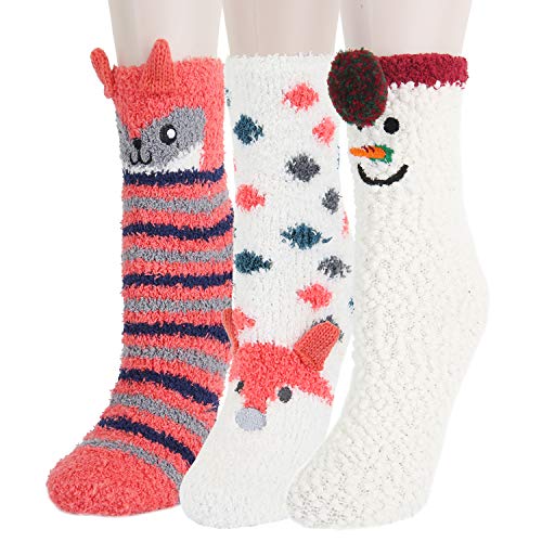 Benefeet Sox Women Girl Cute Animal Fuzzy Socks Winter Warm Soft Slipper Sock Fluffy Sleeping Thermal Fleece Plush Sock Gift