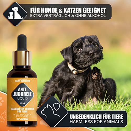 Saint Nutrition® JUCKREIZ Tropfen für Hund & Katze bei Hautreizungen – hochdosierte Soforthilfe gegen Juckreiz - pflegt Haut und Fell 50 ml