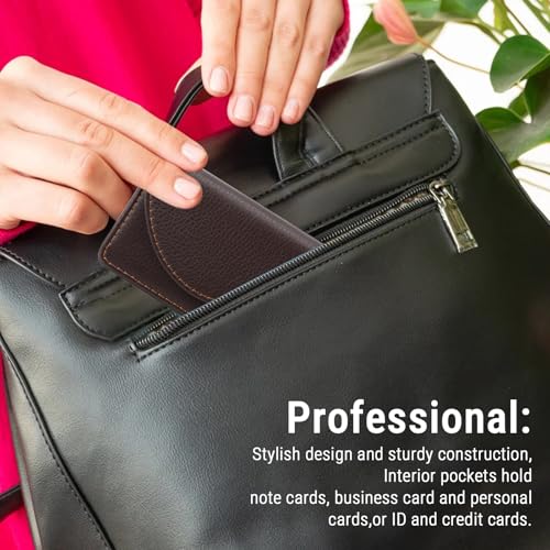 Business Card Holder/Case, Professional Leather Case Wallet Bag Holder Business Card Case Pocket Name Card Holder Wallet for Men or Women(Coffee)4