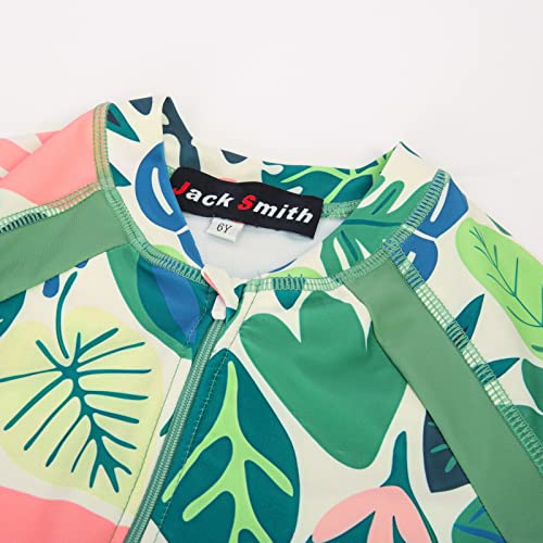 Jack Smith Girls Swimsuits Palm Leaf Long Sleeve One Piece Swimsuit Uv Protection Rash Guard Swimwear Size 8 Green Leaf #TOP2