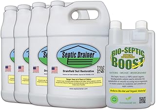 Septic Drainer Repair Kit - New Formula - 4 Gallons of Septic Drain Field Treatment Plus 1 Quart of Bio-Septic Boost and Septi-Marker | Repair Your Drain Field | Designed for 1500 Gallon Tank Systems