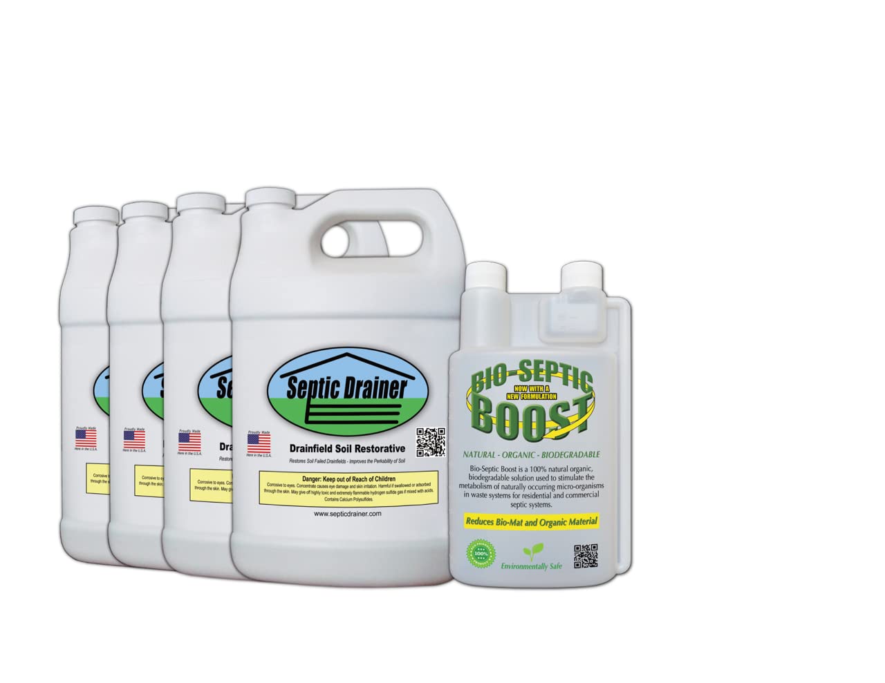 Repair Kit - New Formula - 4 Gallons of Septic Drainer Field Treatment Plus 1 Quart of Bio-Septic Boost | Repair Your Drain Field |