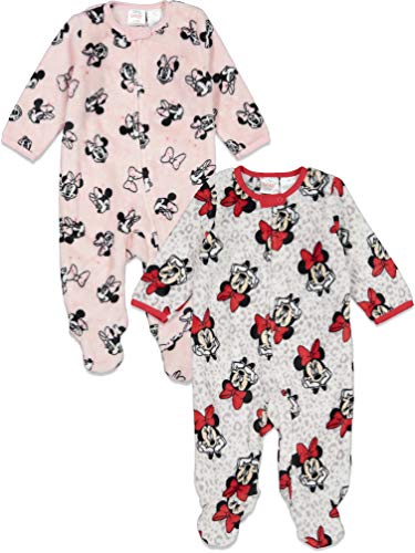 Disney Minnie Mouse Baby Girls Fleece 2 Pack Sleep N' Play Footies 3-6 Months