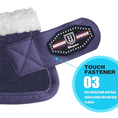 Image of Harrison Howard Essential Bell Boots Shock Absorption with Fleece Trim Non-Rotating Reinforcement