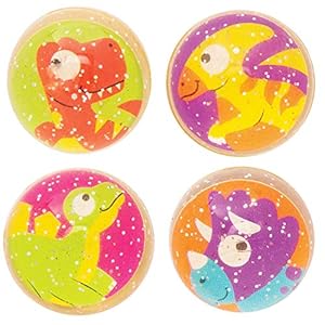 Baker Ross AX607 Dinasoures Glitter Stuiterballen- Pak Van 10, Feestartikelen Voor Verjaardagen Van Kinderen En…
