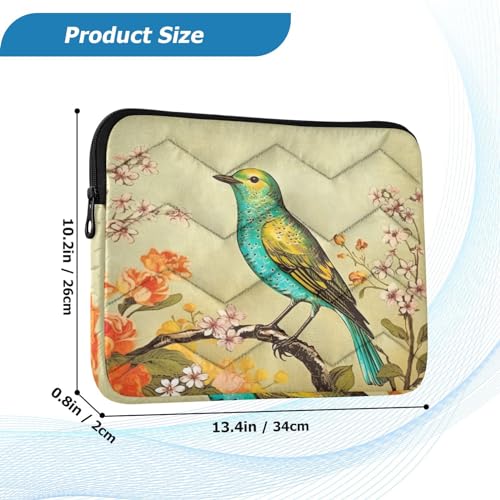 Funda para portátil de 13-14 pulgadas con diseño de pájaro forestal miniatura 3