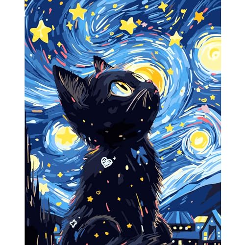 Kit Peinture Par Numéros Chat 40x50cm - Toile Imperméable, Peintures Acryliques - Décoration Maison DIY