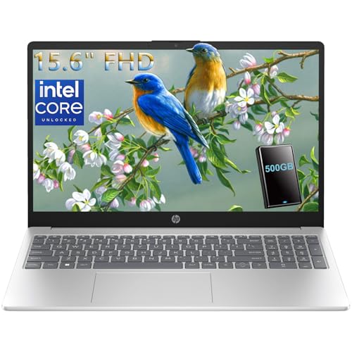 HP Notebook 15.6 FHD Laptop Computer with Microsoft Office 365, 8GB DDR4 RAM, 750GB Storage (250GB SSD + 500GB ext), Intel 4-Core N100 CPU, Windows 11 Home, Silver