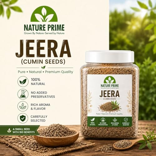 Image of Nature Prime Whole Cumin Seeds Jeera Whole 1KG - 100% Natural & Fresh - Hygienically Packed, Rich Aroma & Flavor - Nutrient-Rich Spice for Indian Cooking
