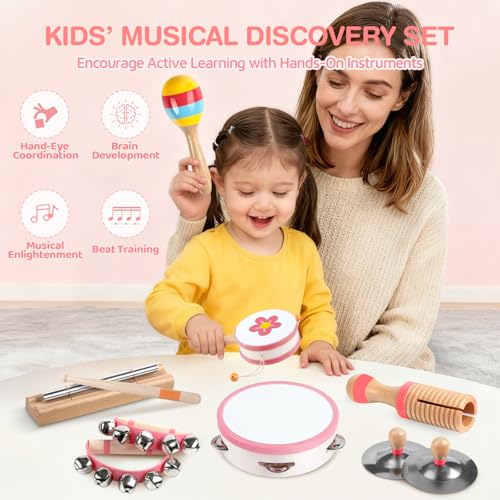 Baby Musical Instruments - Montessori Musical Toys for Toddlers 1-3, Wooden Percussion Instruments Set, Kids Preschool Educational Music Learning Toys, Christmas Birthday Gifts for Boys Girls 18m+ – Image 5