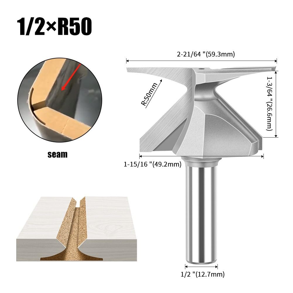 Fresa Integrada con de Flexión y Vástago de 1/2 Pulgada, Brocas de Enrutador R50 para Carpintería
