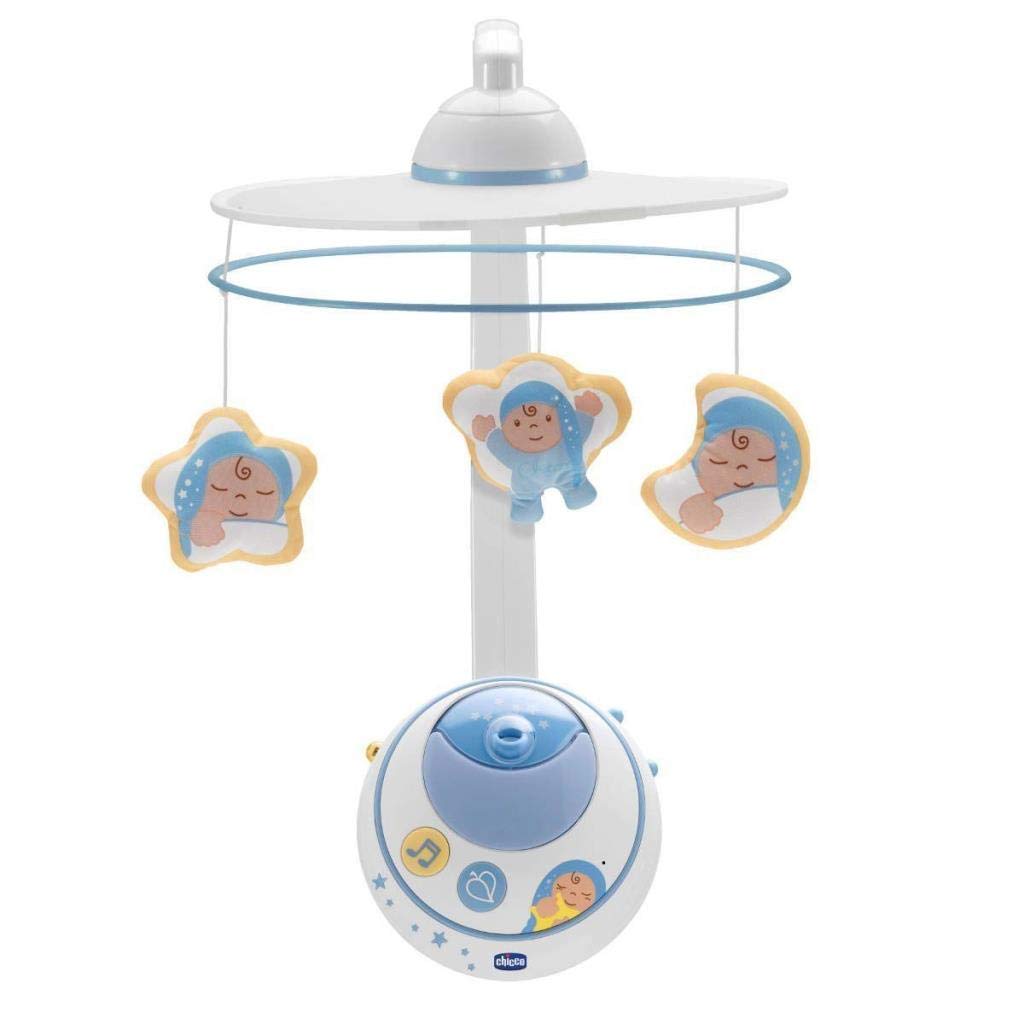 Chicco Estrellitas Mágicas - Móvil y Carrusel de Cuna con proyección de Estrellas y Efecto de Luces y Sonidos, Incluye Mando a Distancia, Color Azul