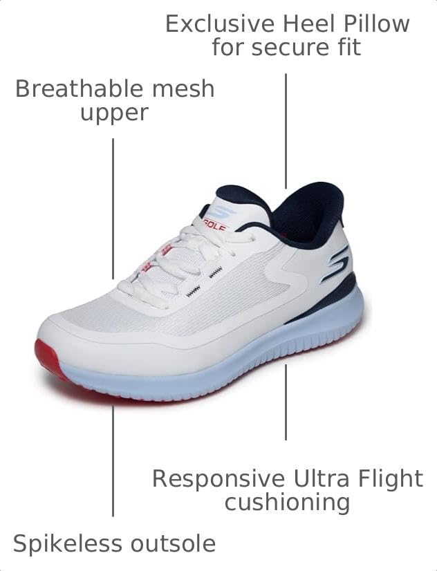 Image of Skechers Women's Flight Slip-Ins Golf Shoe | Golf, Slip-ins, ULTRA FLIGHT Cushioning, GOGA MAX, Breathable, Lightweight, Water Repellent
