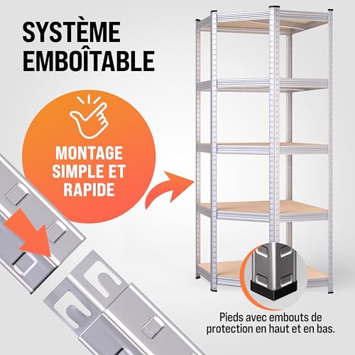 Étagère métallique charge lourde Monzana 5 niveaux d'angle