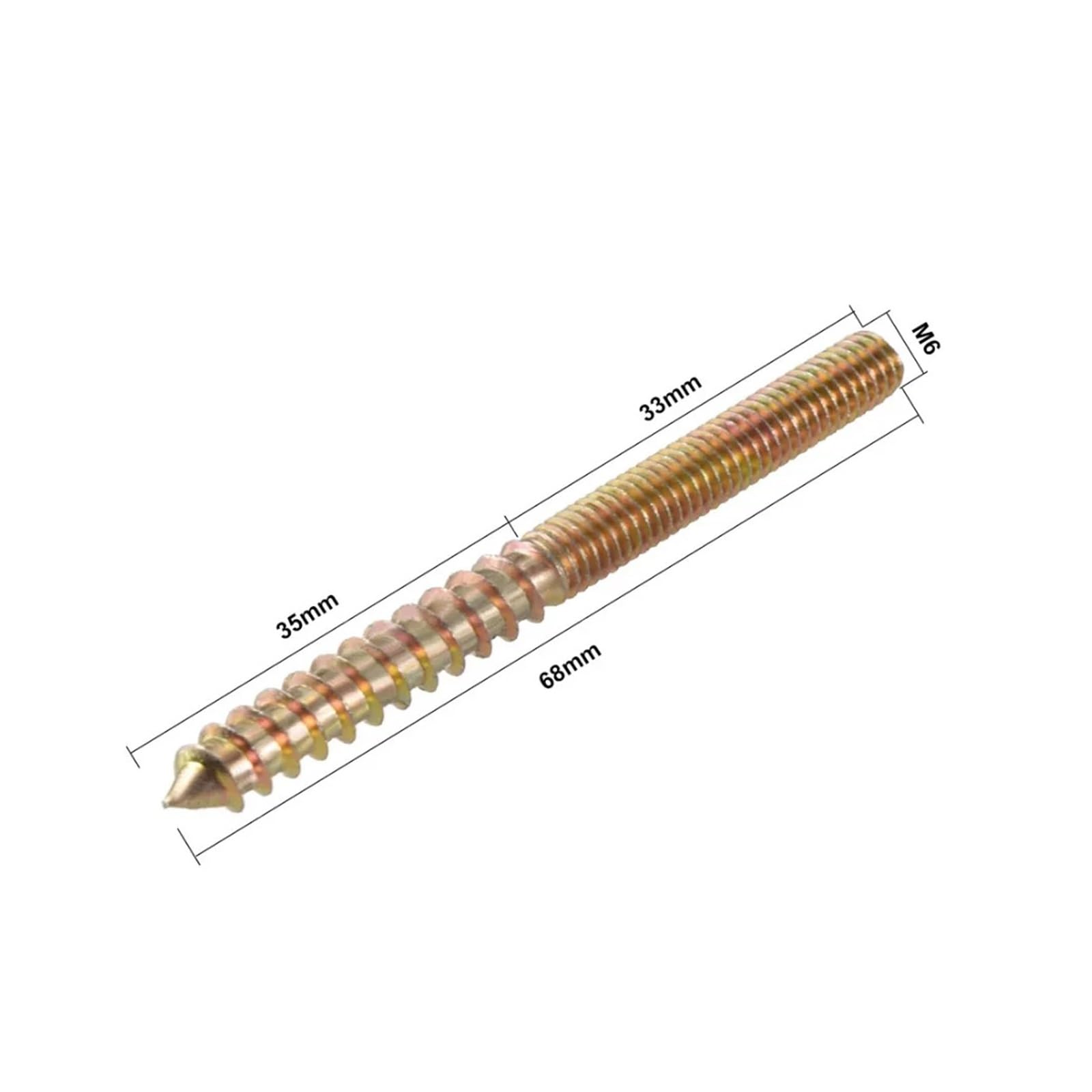 Tornillos Tornillos autorroscantes Tornillo de ace 10 tornillos autorroscantes de doble cabeza for colgar, rosca M8 M6, de acero al carbono, de doble extremo, de 30 mm, 40 mm, 50 mm y 60 mm for mueble