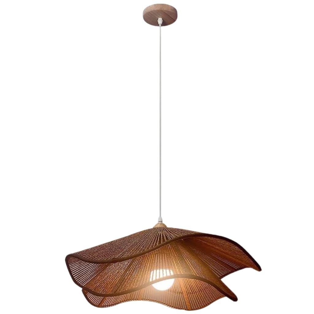 Handgewebte Rattan Pendelleuchte In Wellenform Boho Wabi Sabi Stil Höhenverstellbare Deckenlampe Aus Naturmaterial Für Wohnzimmer Esszimmer Schlafzimmer Küche Café Bauernhaus
