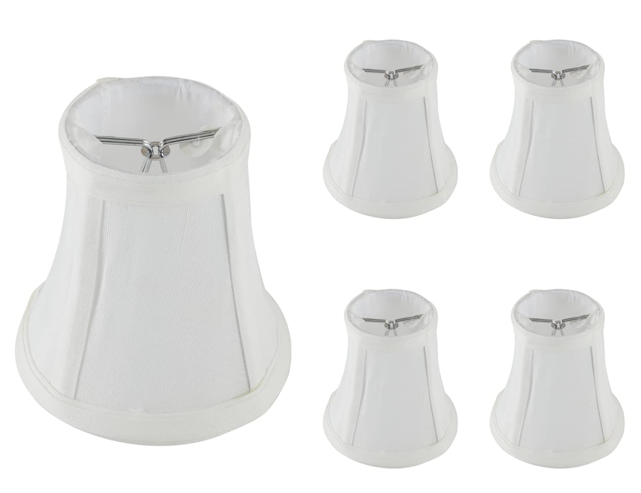 EFINEHOMEMini Lamp Shade Clip On Bulb for Candelabra Bulbs- Barrel Fabric Shade ONLY for Candle Bulbs Chandelier Wall Lamp DIY Lighting Accessories (5, White)