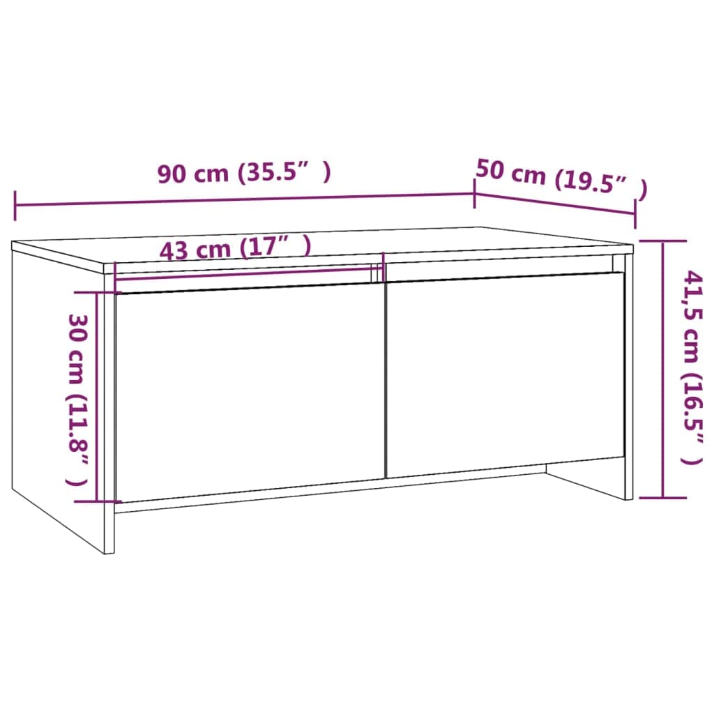 Couchtisch Räuchereiche 90x50x41,5 cm Spanplatte