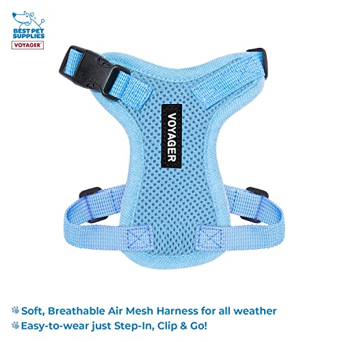 Image of Best Pet Supplies Voyager Step-in Lock Pet Harness w Reflective Pet Leash Combo Set with Neoprene Handle 5ft - Supports Small, Medium and Large Breed Puppies /Cats - Baby Blue Set, XXS