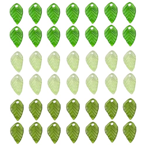 Assorted Leaf Shaped Beads Translucent Green Jewelry Crafting DIY Elements