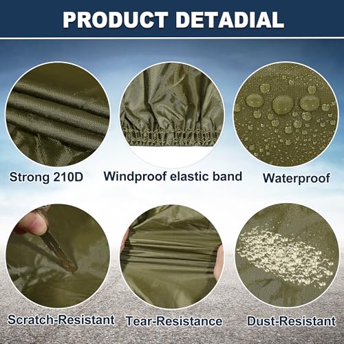 Image of Car Cover Waterproof All Weather with Driver Door Zipper for Jeep Wrangler JK JL Hardtop 2 Door 2007-2021 / Full Exterior Cover /Durable 210D Oxford Cloth / 1Pcs Green