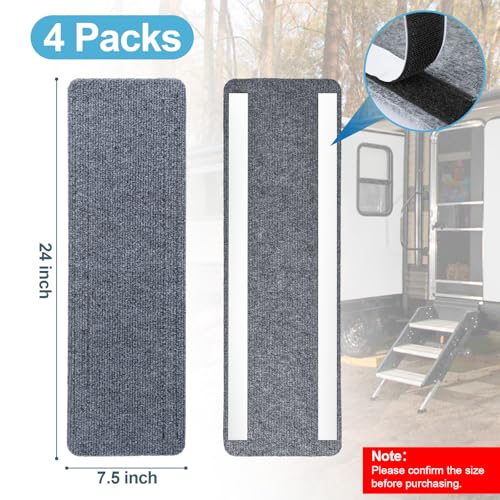 Image of HOMEE RV Step Covers 4 Packs,RV Stair Cover 24 inchx 7.5 inch,RV Camper Step Covers with Self Adhesive for RV Ladders Trailers Truck Campers Steps Treads,Non-Slip Outdoor RV Step Carpet