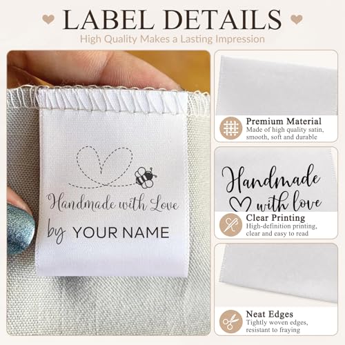 image for Lsoiapk Custom Fabric Tags Sewing Labels,Personalized Logo Satin Label