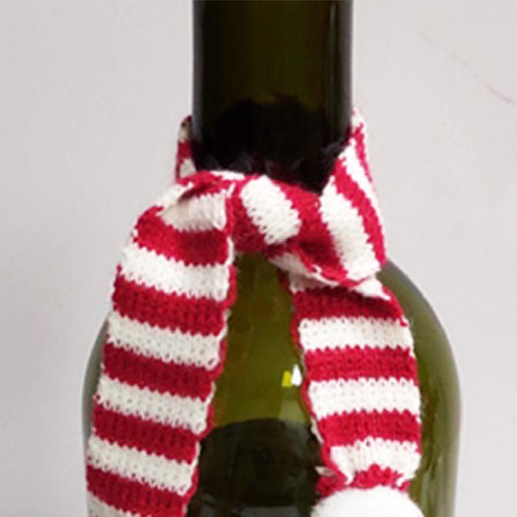 8pcs Christmas Mini Scarf Knitted Red White Scarf Decorative Neckerchief Dolls Striped Scarves for DIY Snowman Small Pet Wine Bottle Decor Holiday Party Accessories - Image 2