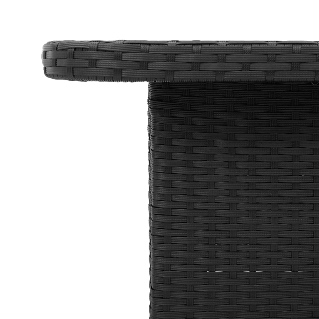 Tomostar Table Basse de Jardin Relevable, Table à Manger Salon Extèrieur Noir 80x80x71 cm résine tressée et Bois Acacia