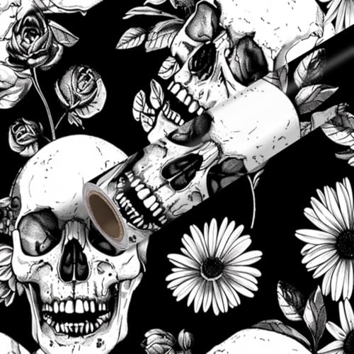 Image of Nuxovilar Skull Gothic Wallpaper Peel and Stick 12x18In PVC