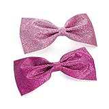 haarspange groß holz Glitzer-Design. 1 Paar Haarspangen mit großer Schleife, rosa Glitzer