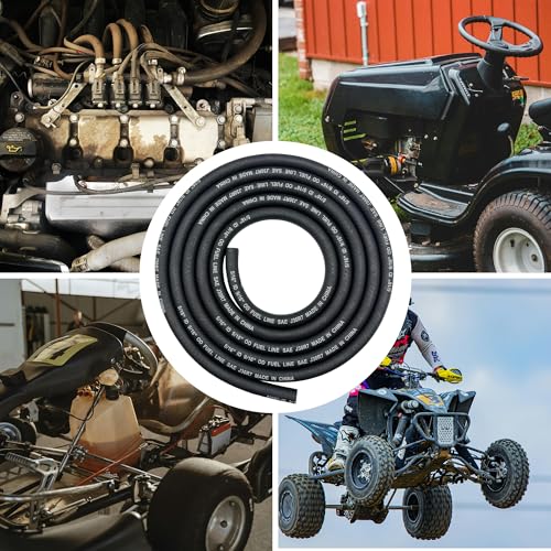 Image of 5 /16 inch ID Fuel Line Hose Braided with 10 Clamps NBR Rubber Tubing 8 Feet for Automotives Boat Generators SAE J30R7 (8mm ID)