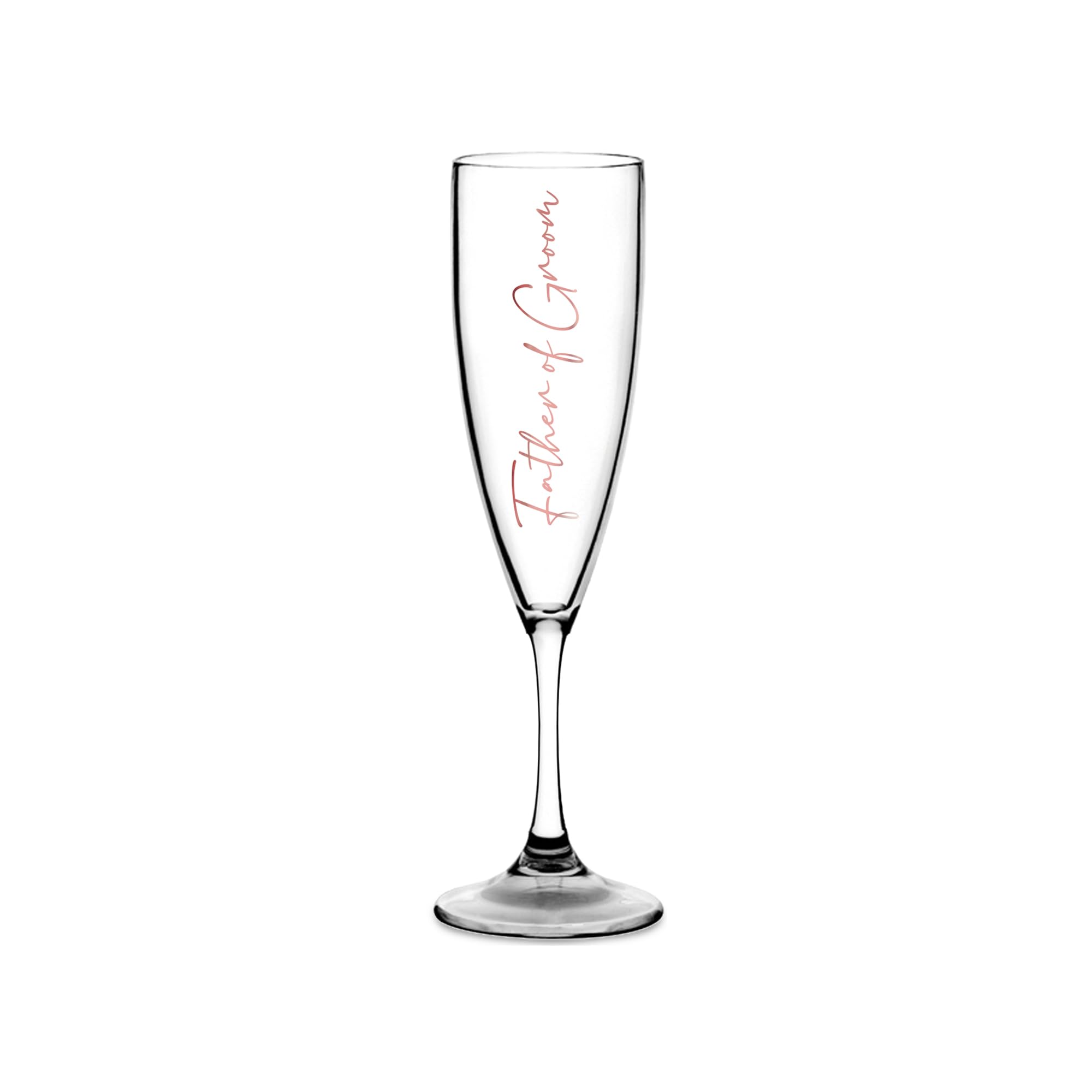 Print Maniacs Champagne Premium Clear Flute Glass Bride Groom Mr Mrs Wedding Maid Honour Wine Cocktail Prosecco Celebrations Gift (Rose Gold, Father of Groom)