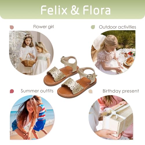Image of Felix & Flora Toddler Girl Sandals - Little Girl Easter Dress Shoes Lightweight Open Toe Beach Holiday Flats