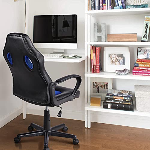 Yaheetech Executive Office Desk Chair Swivel Computer Chair Leather Gaming Chair Conference Task Chair Ergonomic With Lumbar Support Blue #TOP5
