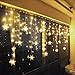Produktbild LED Lichtervorhang Lichter, LED Lichterkette, Weihnachtsbeleuchtung, 96er LED Lichtervorhang Lang Schneeflocke LED String Licht mit 8 ModiInnen/Außen Weihnachtsdeko Deko Christmas 3.5 x 0.8 m