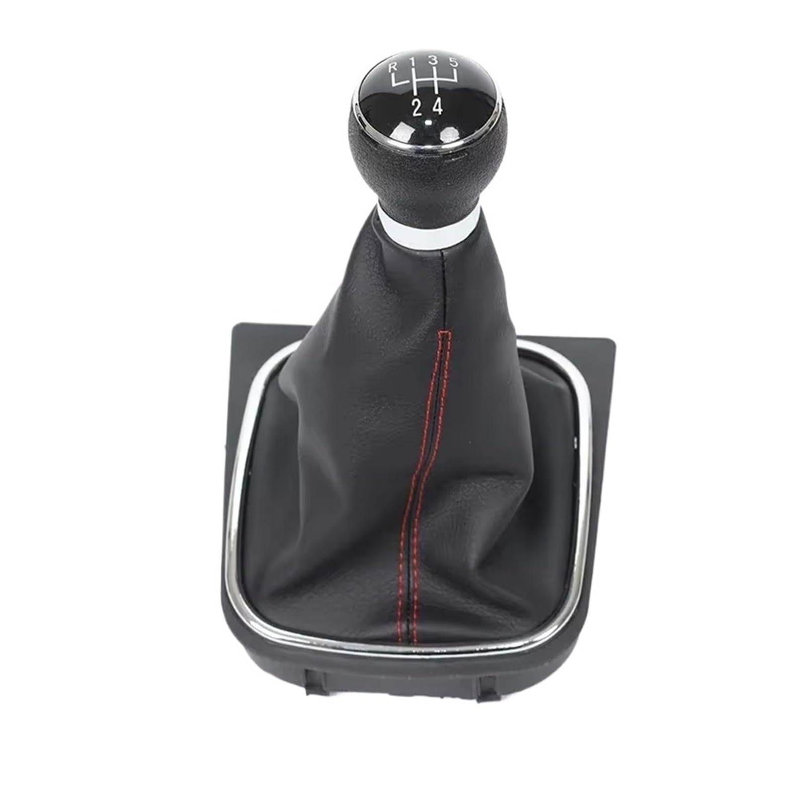 Qwqaab 5 Speed Red Line Manual Gear Knob For Vw Golf 5 Mk5 Jetta 2004-2010 For 6 Mk6 2010-2014 Manual Gear Shift Knob Pu Gaiter Boot 5/6 Speed(5 Speed Red Line)