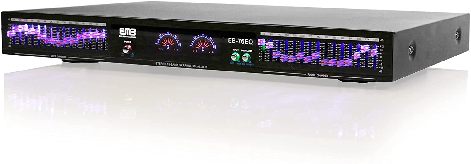 EMB EQ76 19'' Rack Mount Dual 15 Band 4 Input Stereo Graphic Equalizer