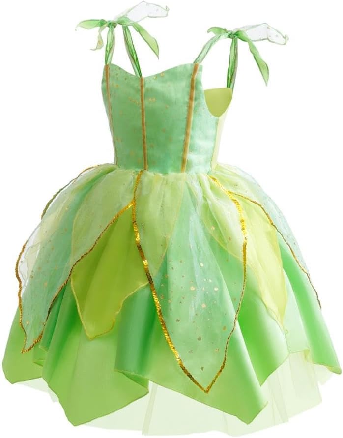 Dressy Daisy Green Fancy Fairy Halloween Costume Birthday Party Dress Up with Butterfly Wings for Toddler Girls Size 2T to 14 - Image 4